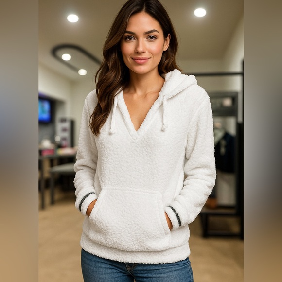 EUC! Barefoot Dreams CozyChic Knit Hoodie – Super Soft Fuzzy Pullover - Picture 1 of 4